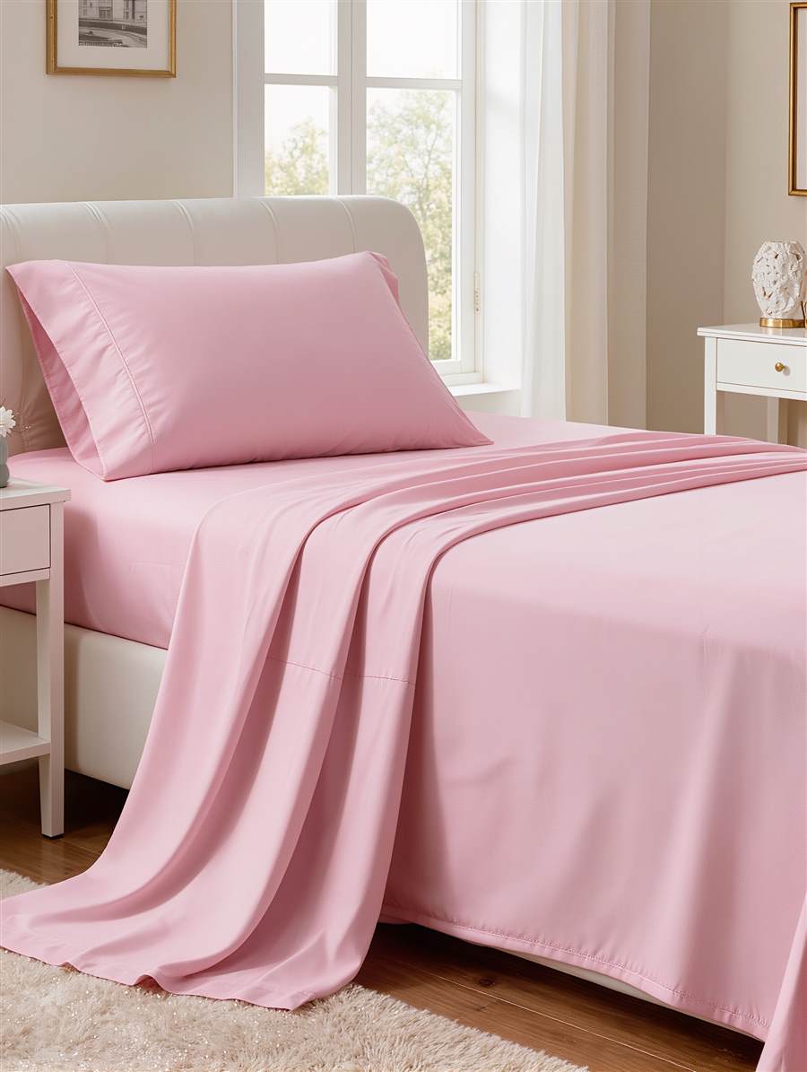 Le drap plat Douce Nuit en rose, ambiance chambre