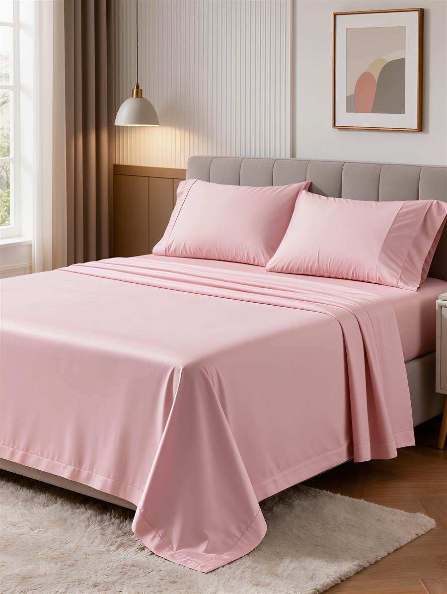 Le drap plat Douce Nuit en rose, ambiance lumineuse